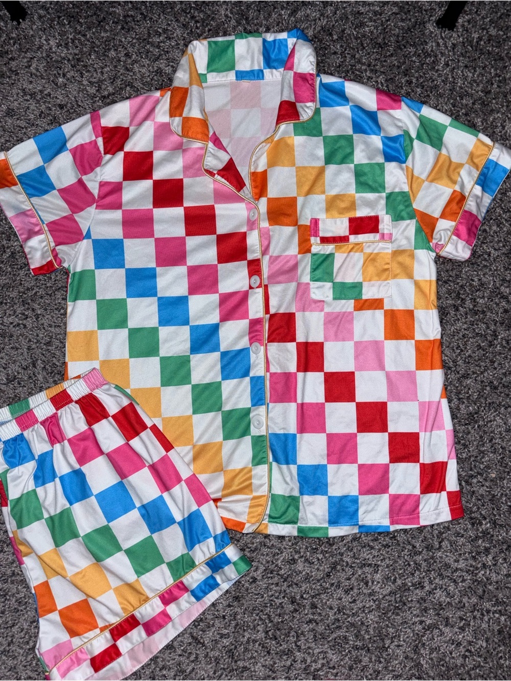 RAINBOW CHECKERPRINT PAJAMA SET